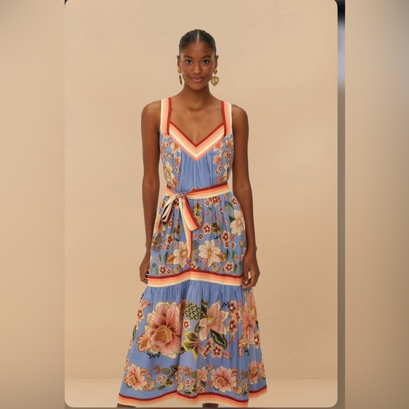 Farm Rio Blue Superbloom Tapestry Maxi Dress - Picture 3 of 8